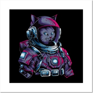 Futuristic Cat: Cyberpunk Astronaut from the Future Posters and Art